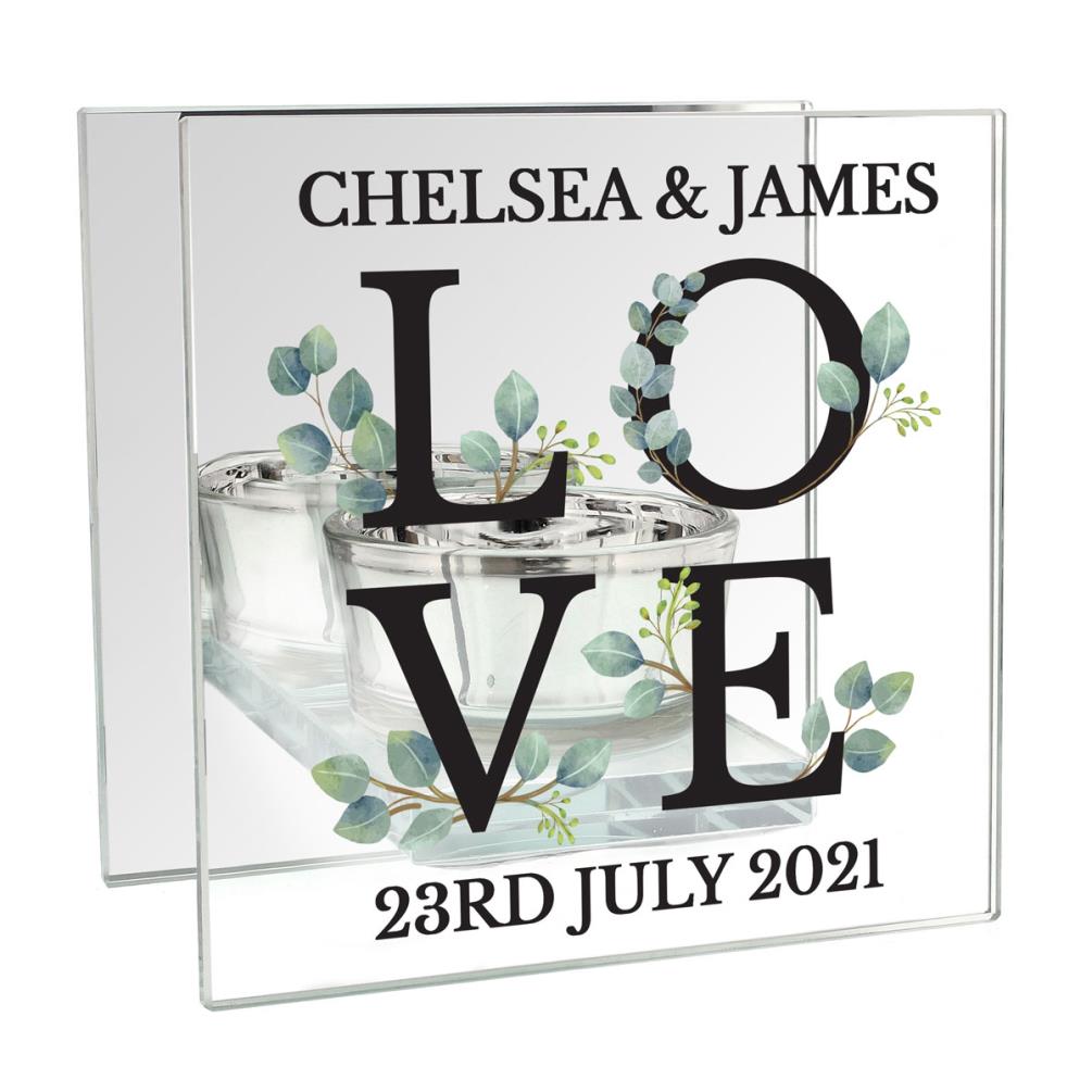 Personalised Botanical Mirrored Glass Tea Light Holder £13.49